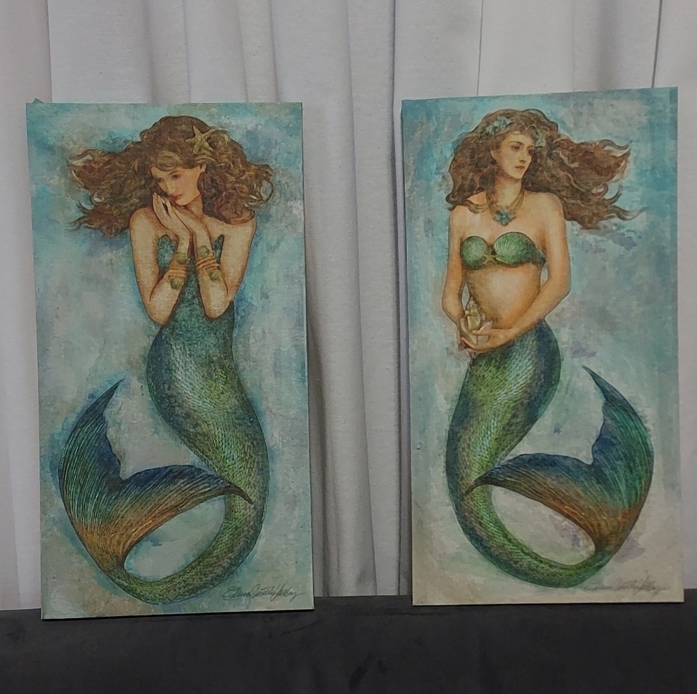 Mermaid canvases, wrapped wood frames